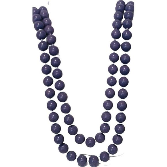 Vintage Periwinkle Purple Double Knot Single strand Classic Necklace 44” Heavy - Picture 1 of 11